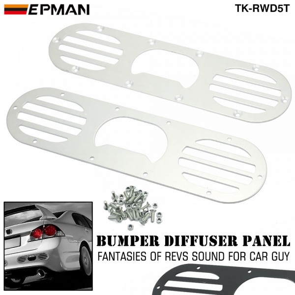 EPMAN 2PCS Aluminum Rear Bumper Race Air Diversion Diffuser Gunmetal For Honda Civic TK-RWD5T EPMAN 2PCS Aluminum Rear Bumper Race Air Diversion Diffuser Gunmetal For Honda Civic TK-RWD5T