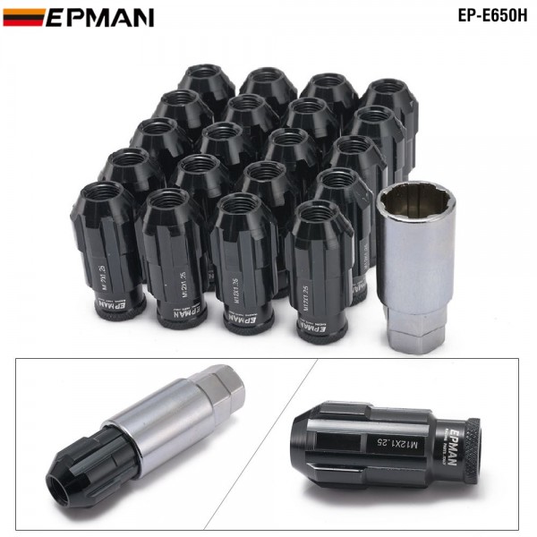 EPMAN - High Performance Racing Lug Nuts Aluminum 20PCS M12x1.25 / M12x1.5 Open End Extenede Turner With Key For Honda Toyota Ford Wheel Nuts Screw EP-E650H