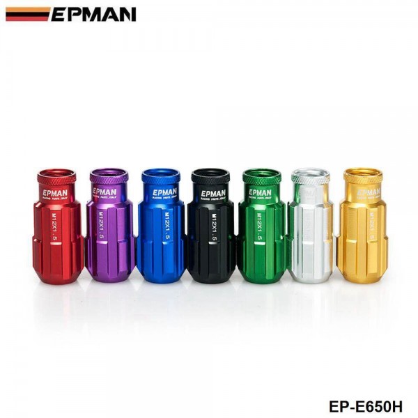 EPMAN - High Performance Racing Lug Nuts Aluminum 20PCS M12x1.25 / M12x1.5 Open End Extenede Turner With Key For Honda Toyota Ford Wheel Nuts Screw EP-E650H