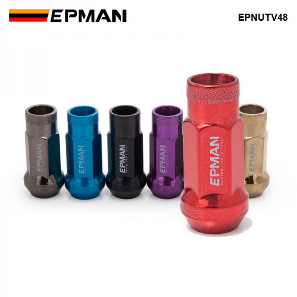 EPMAN JDM V48 M12x1.5 / M12x1.25 Extend Rim Wheel Tuner Lug Nut Taper Acorn EG EPNUTV48
