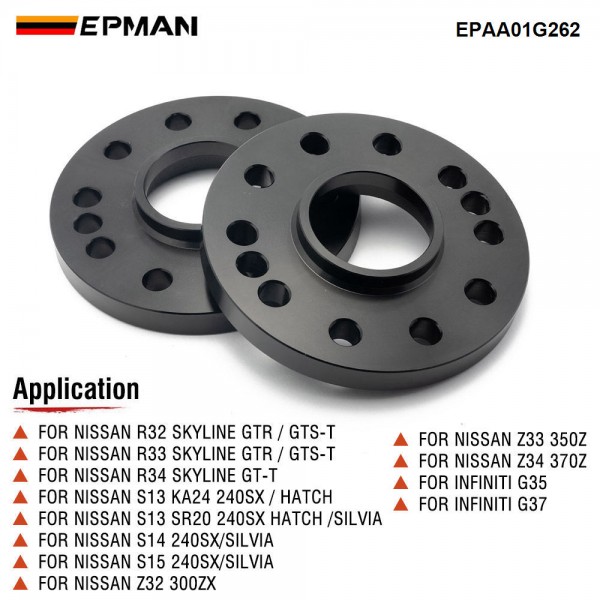 EPMAN 1 Pair 15mm Wheel Spacers For Nissan - 66.1mm Hub Centric, 4/5x114.3 PCD, T6061 Aluminum, Hard Anodized, Premium Fitment EPAA01G262 EPMAN 1 Pair 15mm Wheel Spacers For Nissan - 66.1mm Hub Centric, 4/5x114.3 PCD, T6061 Aluminum, Hard Anodized, Premium Fitment EPAA01G262