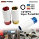 EPMAN 1/2 Inch Drive Metric Extra Thin Wall Deep Wheel Protector Impact Socket Set 17mm 19mm 21mm EPAA18G00K