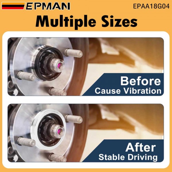 EPMAN Hub Centric Rings Wheel Center Hub Ring Bore Spacer Aluminum Alloy (4pcs/set) High Speed Driving EPAA18G04