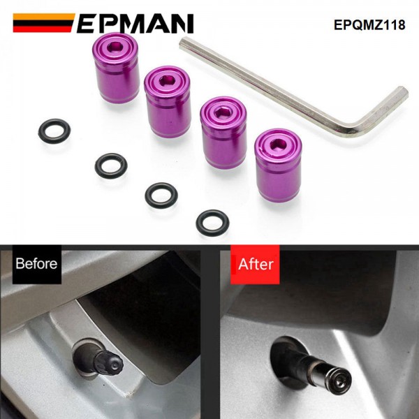 EPMAN Car Tire Valve Stem Caps 4PCS/PACK Auto Wheel Tyre Air Stems Cover Anti-Theft Dust-Proof Colored Bling Aluminum Valve Stem Caps EPQMZ118