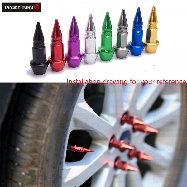 TANSKY- 10SET/Dozen Aluminium Alloy Spike Shape Car Tire Valves Accessories Valve Stem Cap TK-QMZ950-10T