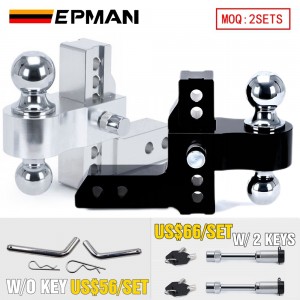 (MOQ:2 SETS) EPMAN Adjustable Trailer Hitch 2" Receiver 6" Drop/Rise Drop Hitch 12500 LBS GTW Ball Mount 2" 2-5/16" Dual Towing Ball Double Locks EPAA12G12