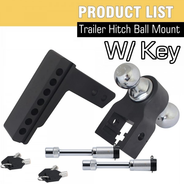 (MOQ:2 SETS) EPMAN Adjustable Trailer Hitch 2" Receiver 6" Drop/Rise Drop Hitch 12500 LBS GTW Ball Mount 2" 2-5/16" Dual Towing Ball Double Locks EPAA12G12 (MOQ:2 SETS) EPMAN Adjustable Trailer Hitch 2" Receiver 6" Drop/Rise Drop Hitch 12500 LBS GTW Ball Mount 2" 2-5/16" Dual Towing Ball Double Locks EPAA12G12