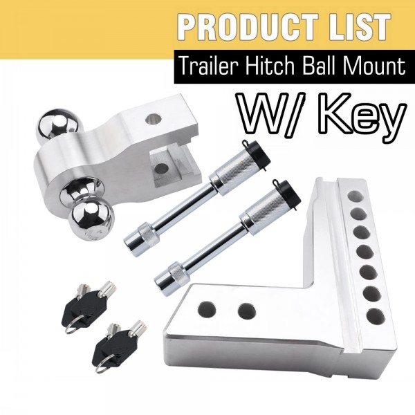 (MOQ:2 SETS) EPMAN Adjustable Trailer Hitch 2" Receiver 6" Drop/Rise Drop Hitch 12500 LBS GTW Ball Mount 2" 2-5/16" Dual Towing Ball Double Locks EPAA12G12