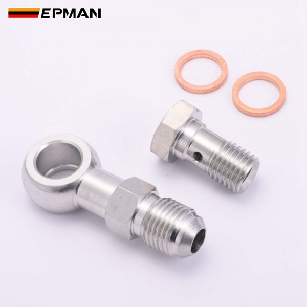 EPMAN Stainless Steel M10 / M11 x 1.0 / M12 / M14 x 1.5 To AN4 Or AN6-6 Banjo Bolts Brake Line Fittings Adapter Thread Single Banjo Bolt Universal EPMAN Stainless Steel M10 / M11 x 1.0 / M12 / M14 x 1.5 To AN4 Or AN6-6 Banjo Bolts Brake Line Fittings Adapter Thread Single Banjo Bolt Universal
