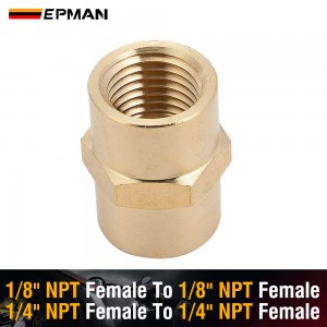 EPMAN Multi-Purpose 1/4" NPT Or 1/8" NPT Thread Female Hex Union Coupling Fitting Connector for Water/Oil/LPG/Natural Gas Piping