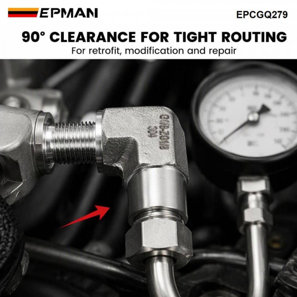 EPMAN Stainless Steel 90 Degree NPT Elbow 1/8 Inch Male to Female Air Oil Fuel Fitting EPCGQ279