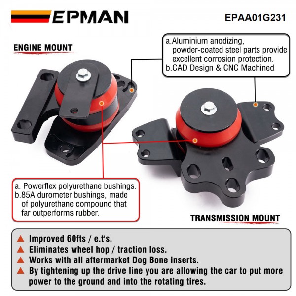 EPMAN Engine Motor Transmission Mount For VW MK6 MK5 Jetta Golf GTI R Passat Audi 2.0T EPAA01G231 EPMAN Engine Motor Transmission Mount For VW MK6 MK5 Jetta Golf GTI R Passat Audi 2.0T EPAA01G231