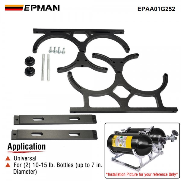 EPMAN Nitrous Oxide Bottle Mount Brackets For Dual Bottles Up To 7 in. Diameter EPAA01G252 EPMAN Nitrous Oxide Bottle Mount Brackets For Dual Bottles Up To 7 in. Diameter EPAA01G252