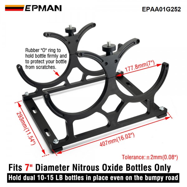 EPMAN Nitrous Oxide Bottle Mount Brackets For Dual Bottles Up To 7 in. Diameter EPAA01G252 EPMAN Nitrous Oxide Bottle Mount Brackets For Dual Bottles Up To 7 in. Diameter EPAA01G252