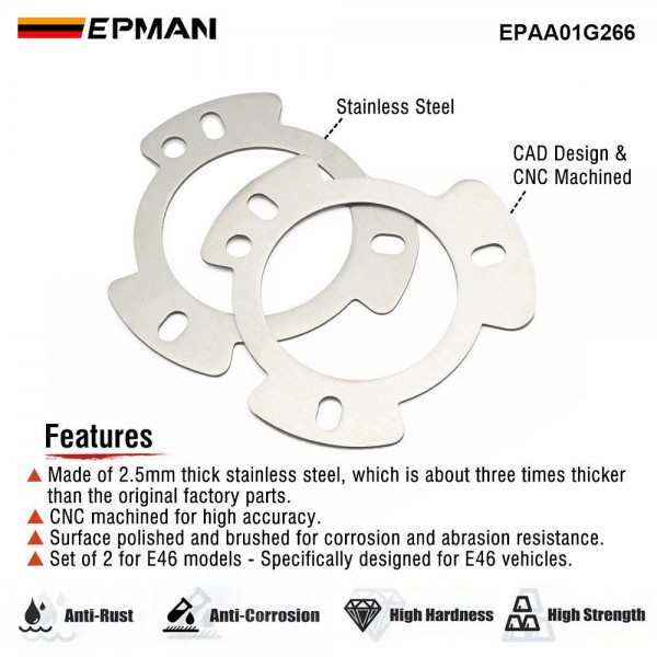EPMAN Upgrade Your Car with 2.5mm Stainless Steel Shock Tower Plates For BMW E46 320i/323i/325i/328i/330i 2002-2006 EPAA01G266 EPMAN Upgrade Your Car with 2.5mm Stainless Steel Shock Tower Plates For BMW E46 320i/323i/325i/328i/330i 2002-2006 EPAA01G266