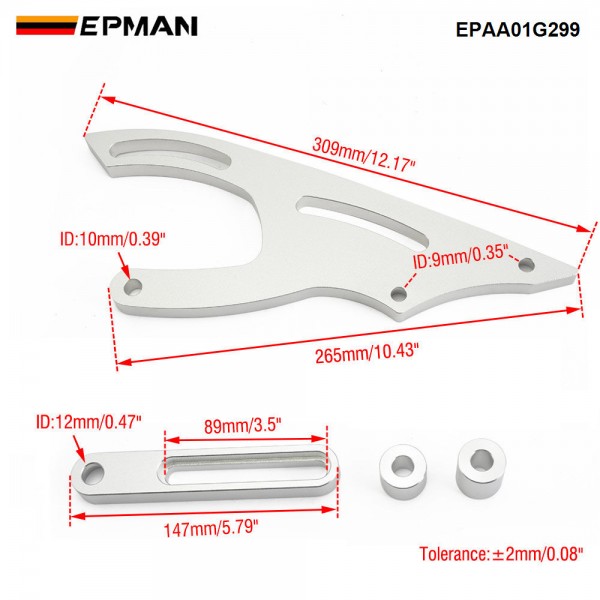 EPMAN Small Block for Ford 289 302 351W Saginaw Power Steering Bracket SBF V-Belt Billet Aluminum EPAA01G299