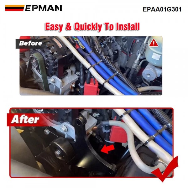 EPMAN Upgraded LS Dual Alternator Bracket Kit for Truck SUV 4.8L 5.3L 6.0L 6.2L Vortec V8 Engine 1999-2013 For Cadillac Escalade, For Hummer H2 EPAA01G301