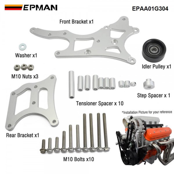 EPMAN LS Truck Alternator & Power Steering Bracket Billet Aluminium For Chevrolet LQ4 LQ9 LY5 4.8L 5.3L 6.0L EPAA01G304