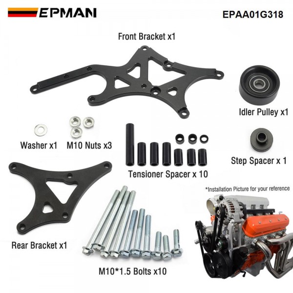 EPMAN LS Truck SUV Alternator & Power Steering Pump Bracket for Driver Side Relocation Kit Swap Conversion for Chevrolet 1999-2014 EPAA01G318