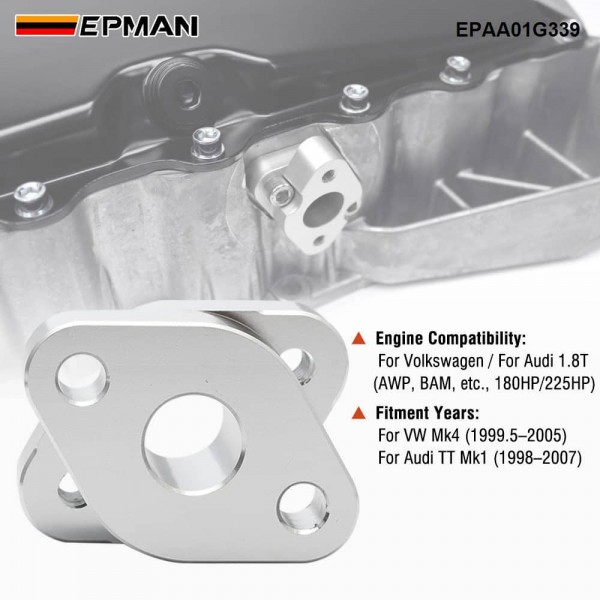 EPMAN Hybrid Oil Pan Adapter 1.8T Direct Fit for Audi TT Mk1 VW Mk4 1.8T Models Oil Drain Line EPAA01G339