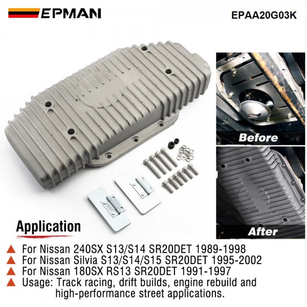 EPMAN High Capacity Engine Oil Pan Sump Aluminum for Nissan SR20DE/SR20DET (S13/S14/S15) EPAA20G03K EPMAN High Capacity Engine Oil Pan Sump Aluminum for Nissan SR20DE/SR20DET (S13/S14/S15) EPAA20G03K