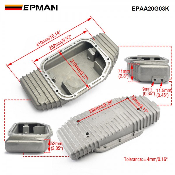 EPMAN High Capacity Engine Oil Pan Sump Aluminum for Nissan SR20DE/SR20DET (S13/S14/S15) EPAA20G03K EPMAN High Capacity Engine Oil Pan Sump Aluminum for Nissan SR20DE/SR20DET (S13/S14/S15) EPAA20G03K