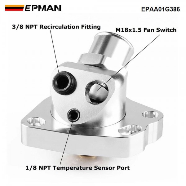 EPMAN Aluminum Thermostat Housing - Swivel Neck, 180°F Spec, Bolt-On, For K-Series K20/K24 EPAA01G386