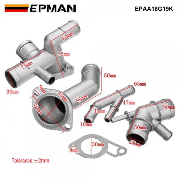 EPMAN Flange Engine Cooling Kit With Accessory Connection Connector Upgrade Kits 06A121132A For VW MK4 Golf Jetta GLI GTI TT EPAA18G19K