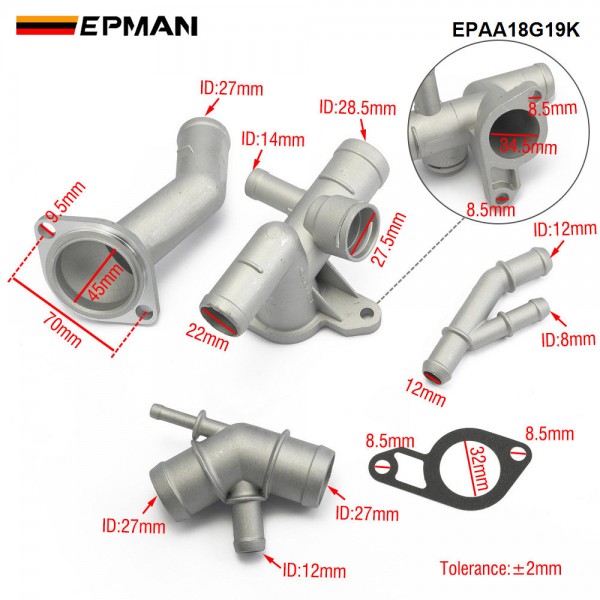 EPMAN Flange Engine Cooling Kit With Accessory Connection Connector Upgrade Kits 06A121132A For VW MK4 Golf Jetta GLI GTI TT EPAA18G19K EPMAN Flange Engine Cooling Kit With Accessory Connection Connector Upgrade Kits 06A121132A For VW MK4 Golf Jetta GLI GTI TT EPAA18G19K