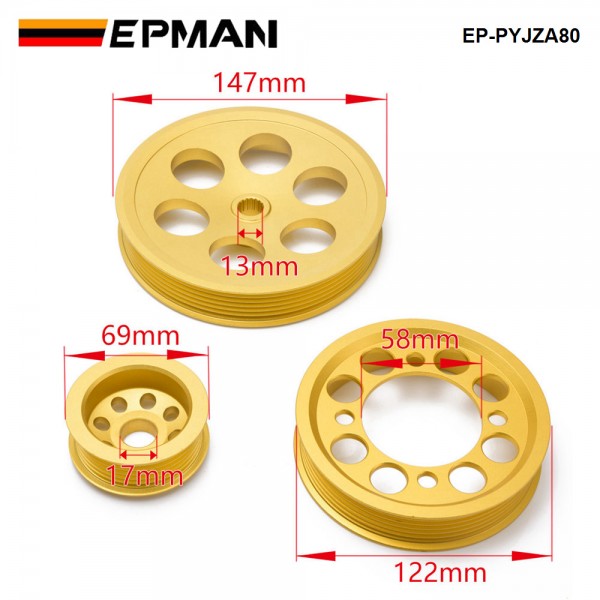 EPMAN Lightweight Crank Pulley For 93-97 Toyota Supra JZA80 2JZGTE Underdrive EP-PYJZA80