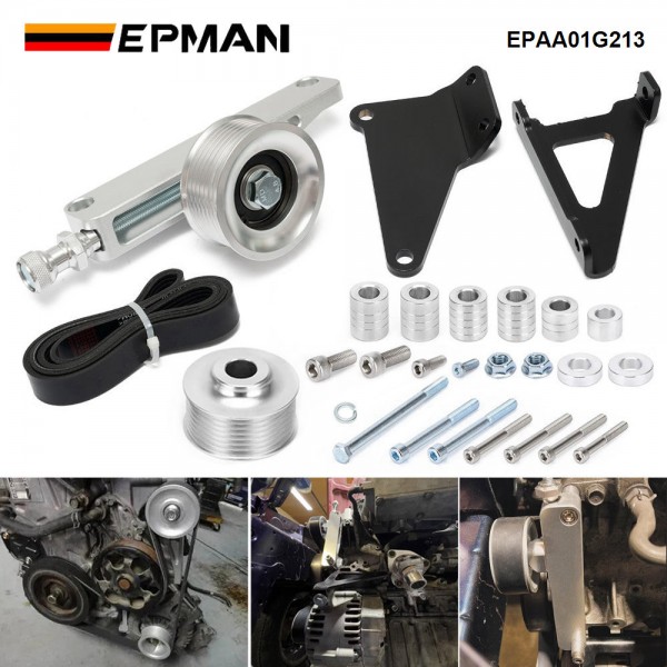 EPMAN K Series A/C & P/S Eliminator Kit With Belt Replacement Pulley Kit For Honda For Acura K20 K24 KSwap RSX EPAA01G213 EPMAN K Series A/C & P/S Eliminator Kit With Belt Replacement Pulley Kit For Honda For Acura K20 K24 KSwap RSX EPAA01G213