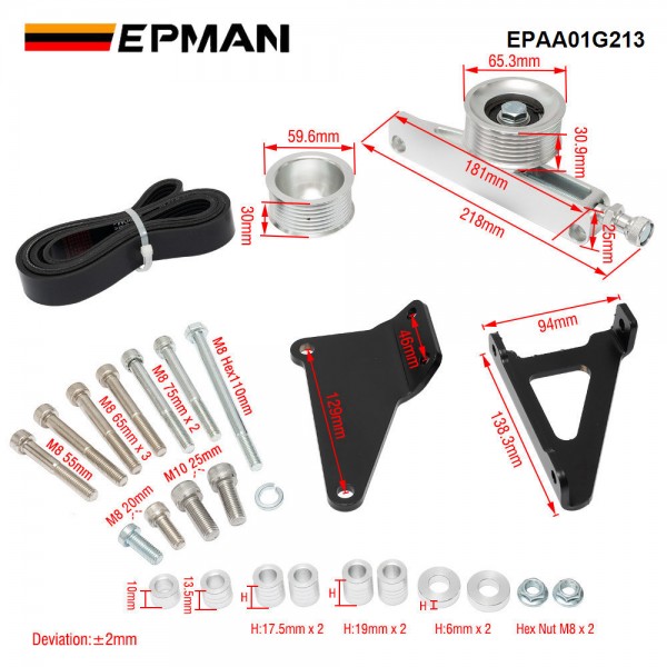 EPMAN K Series A/C & P/S Eliminator Kit With Belt Replacement Pulley Kit For Honda For Acura K20 K24 KSwap RSX EPAA01G213 EPMAN K Series A/C & P/S Eliminator Kit With Belt Replacement Pulley Kit For Honda For Acura K20 K24 KSwap RSX EPAA01G213