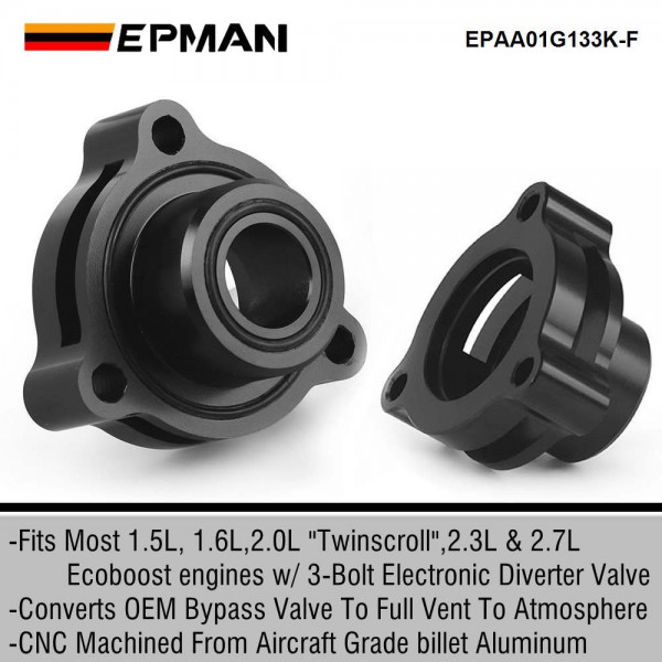 EPMAN Billet Stuff BOV Adaptor Blow-Off Valve adapter for Mustang Fusion Fiesta Escape EcoBoost Engine EPAA01G133K-F