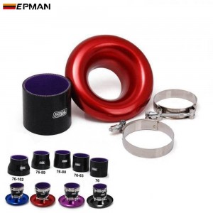 EPMAN 3" Full Aluminum Shor Ram Intake Velocity Flow Stack With Clamps And Slicone Reducer Hose
