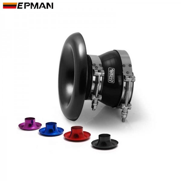 EPMAN 3" Full Aluminum Shor Ram Intake Velocity Flow Stack With Clamps And Slicone Reducer Hose