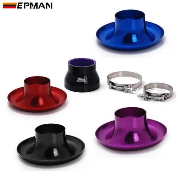 EPMAN 3" Full Aluminum Shor Ram Intake Velocity Flow Stack With Clamps And Slicone Reducer Hose