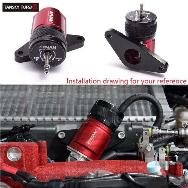 EPMAN- Car Racing Red & Black Intercooler Recirculation Blow Off Valve BOV Kit For 02-07 WRX 04-17 STi TK-BOV999