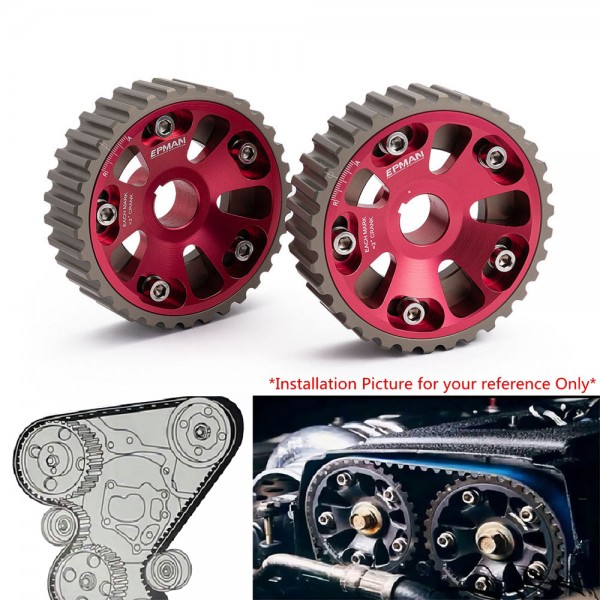 1 Pair/Set Adjustable Cam Gears Alloy Timing Gear FOR DOHC B16 B17 B18 B20 B21 B-Series For Honda Civic (Blue,Red) TK-CGB16