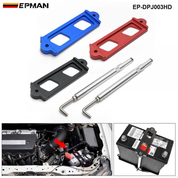 EPMAN Battery Tie Down Kit Hold Down Rod With Stainless Tray Hooks For Honda Civic / CRX S2000 For Acura Integra RSX EP-DPJ003HD EPMAN Battery Tie Down Kit Hold Down Rod With Stainless Tray Hooks For Honda Civic / CRX S2000 For Acura Integra RSX EP-DPJ003HD