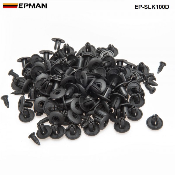 100pcs/LOT 8mm Car Universal Mixed Door Trunk Rack Bumper Expansion Screw Threaded Nail Plastic Interior Clip EP-SLK100D