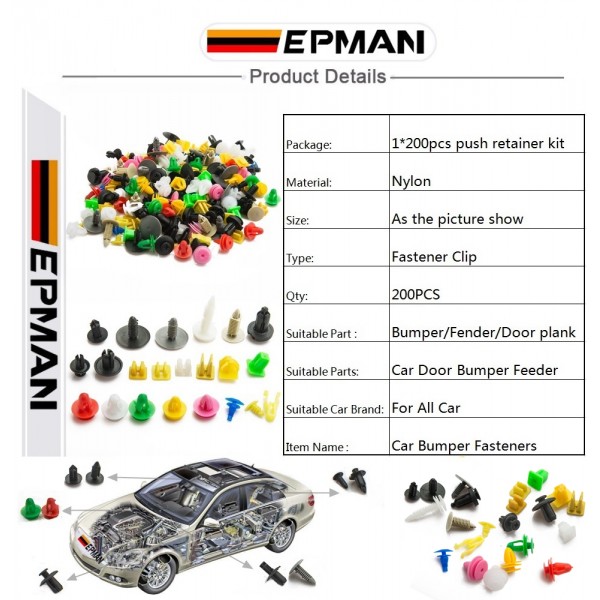 200PCS/Pack Universal Mixed Auto Fastener Car Bumper Clips Retainer Car Fastener Rivet Door Panel Fender Liner EP-SLK200H 200PCS/Pack Universal Mixed Auto Fastener Car Bumper Clips Retainer Car Fastener Rivet Door Panel Fender Liner EP-SLK200H