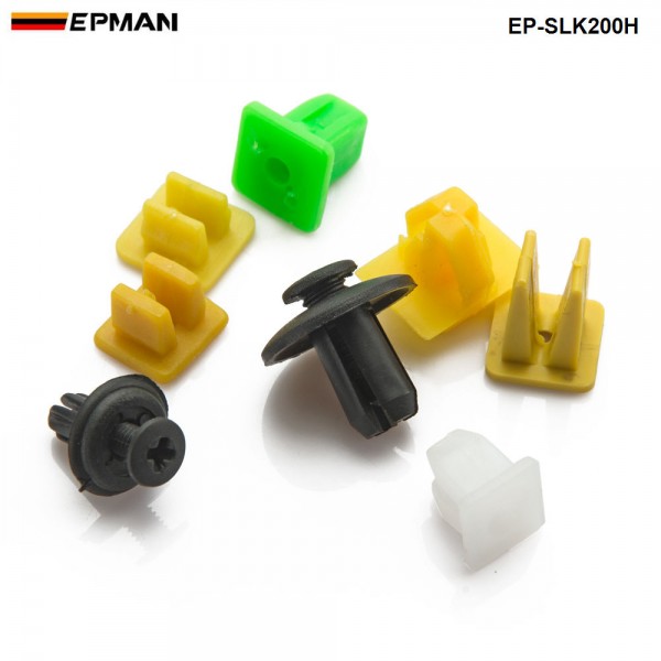 200PCS/Pack Universal Mixed Auto Fastener Car Bumper Clips Retainer Car Fastener Rivet Door Panel Fender Liner EP-SLK200H