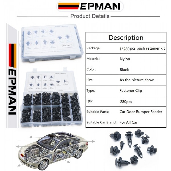 280PCS/Set Mixed Fastener Clip And Tool Car Fender Bumper rivet fixed Clip Fastener For Toyota Honda Lexus Audi Ford EP-SLK280H