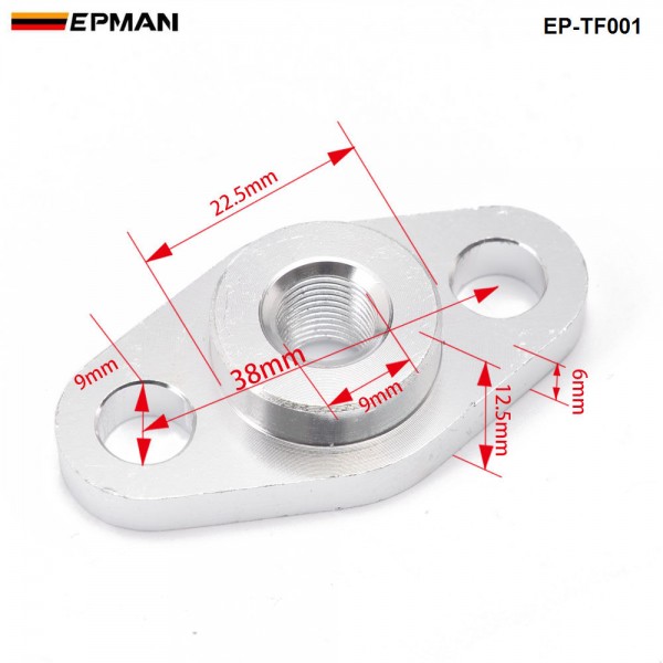 EPMAN Car Billet Aluminum T3/T4 Turbo Charger 1/8" NPT Oil Drain Line Fitting EP-TF001