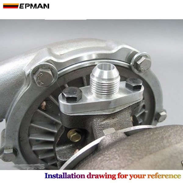 EPMAN Turbo Oil Feed Inlet Flange Gasket Adapter Kit 10AN Fitting T3 T3/T4 T04 EP-TF008 EPMAN Turbo Oil Feed Inlet Flange Gasket Adapter Kit 10AN Fitting T3 T3/T4 T04 EP-TF008
