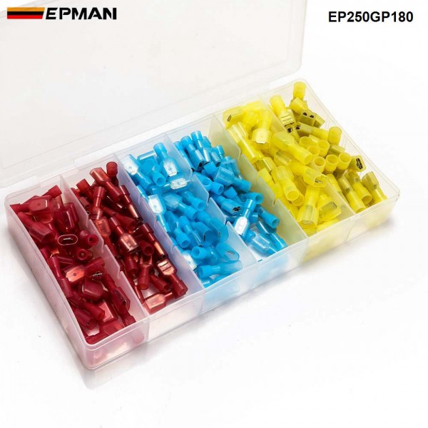 EPMAN 180pcs Female & Male Fully Insulated Wire Terminals Connector Nylon Spade Crimp For Car Motorcycle EP250GP180 EPMAN 180pcs Female & Male Fully Insulated Wire Terminals Connector Nylon Spade Crimp For Car Motorcycle EP250GP180