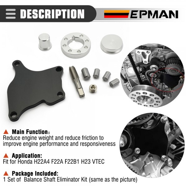 EPMAN Billet Aluminum Balance Shaft Eliminator Kit For Honda H22A4 H23 H-series VTEC EPAA01G178 EPMAN Billet Aluminum Balance Shaft Eliminator Kit For Honda H22A4 H23 H-series VTEC EPAA01G178