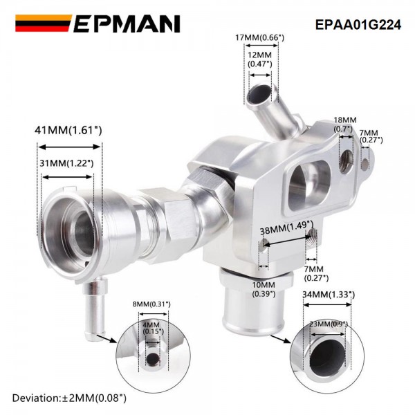 EPMAN K Series Aluminum Upper Coolant Housing Built In Filler Hose For Honda Acura Rsx Si K20 K24A1 EPAA01G224 EPMAN K Series Aluminum Upper Coolant Housing Built In Filler Hose For Honda Acura Rsx Si K20 K24A1 EPAA01G224