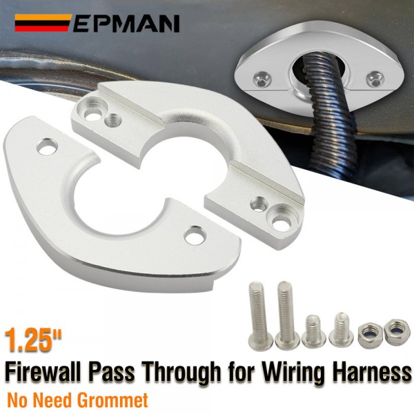 EPMAN 1.25" Universal Aluminum Firewall Pass Through For Wiring Harness- Eliminates Grommet In Fire Wall EPAA01G244