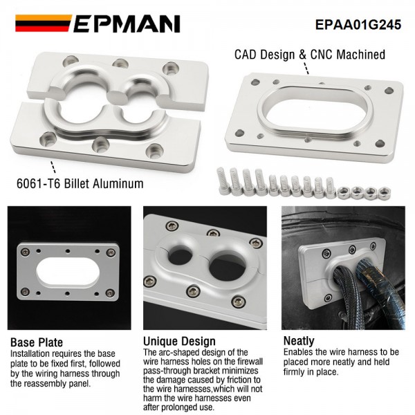 EPMAN Aluminum Firewall Pass Through, Eliminate Grommets in Firewalls - Bulkhead Harnesses For Terminator X Max EPAA01G245